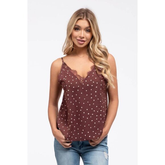 Polka Dot Lace Trim Cami (various colors) - Picture 1 of 1